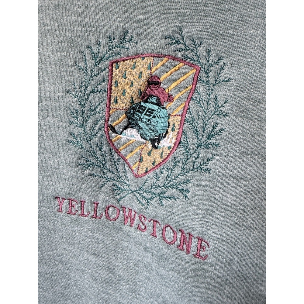 Yellowstone National Park Embroidered Crewneck Sweatshirt XL snowmobile